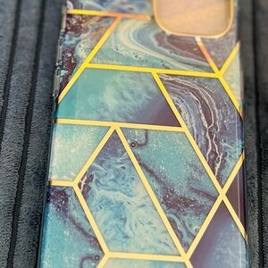 Stylish Geometric Phone Case - Blue and Gold in box from iBlason iPhone 2021/22